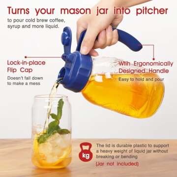 Durable Airtight Mason Jar Lids with Handle - 2 Pack