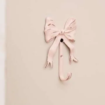 BOOMLATU Pink Wall Bow Coat Hook Set of 3 - Decorative & Functional
