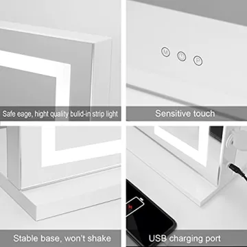 Large Hollywood Style Lighted Makeup Mirror with USB Port