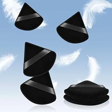 AUAUY 6 PCS Powder Puffs, Pure Cotton Soft Triangle Wedge Makeup Powder Puff for Loose Powder Mineral Powder Body Powder Cotton Velour Cosmetic Foundation Sponge Makeup Tool (Black)