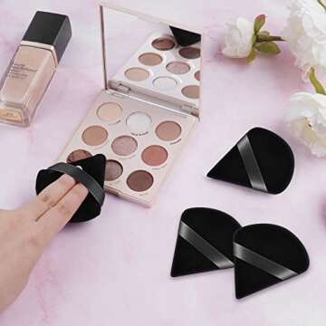 AUAUY 6 PCS Powder Puffs, Pure Cotton Soft Triangle Wedge Makeup Powder Puff for Loose Powder Mineral Powder Body Powder Cotton Velour Cosmetic Foundation Sponge Makeup Tool (Black)