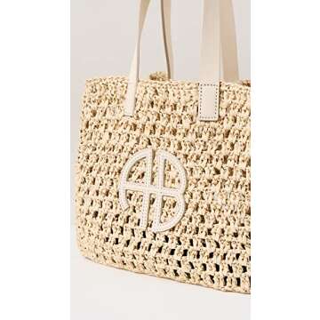 ANINE BING Women's Small Rio Tote, Cream, Off White, Tan, One Size