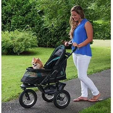 Pet Gear No-Zip NV Pet Stroller for Cats/Dogs, Zipperless Entry, Easy One-Hand Fold, Gel-Filled Tires, Plush Pad + Weather Cover Included, 3 colors