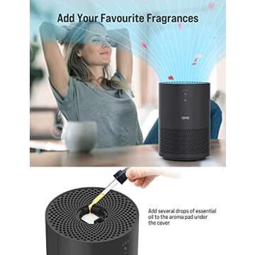 TOPPIN HEPA Air Purifiers for Home Pets Hair-for Bedroom with UV Light, Air Purifier For Dust Odors Smoke Pollen Eliminate Dander Airborne Contaminants Air Cleaner For Office, TPAP002, Black