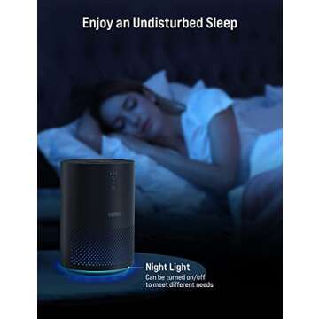 TOPPIN HEPA Air Purifiers for Home Pets Hair-for Bedroom with UV Light, Air Purifier For Dust Odors Smoke Pollen Eliminate Dander Airborne Contaminants Air Cleaner For Office, TPAP002, Black