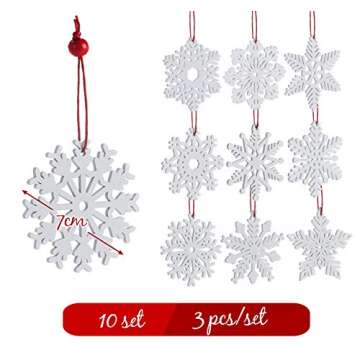 Lemonfilter 30Pcs Wooden Snowflakes Ornaments White, Christmas Wood Hanging Decorations 2.75 Inches ...