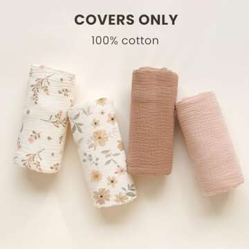 Konssy Muslin Baby Lounger Cover 2 Pack, 100% Cotton Newborn Lounger Cover, Soft and Breathable Loun...