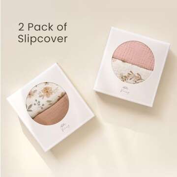 Konssy Muslin Baby Lounger Cover 2 Pack, 100% Cotton Newborn Lounger Cover, Soft and Breathable Lounger Slipcover for Boys Girls, Covers Only (Peach, Flowers)