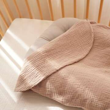 Konssy Muslin Baby Lounger Cover 2 Pack, 100% Cotton Newborn Lounger Cover, Soft and Breathable Lounger Slipcover for Boys Girls, Covers Only (Peach, Flowers)