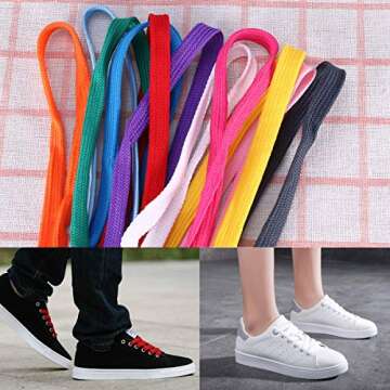 VORCOOL 12 Pairs of Replacement Flat Shoelaces Shoe Laces Strings for Sports Shoes Boots Sneakers Sk...