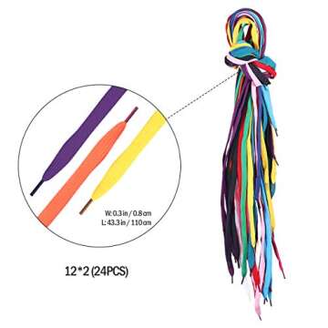 VORCOOL 12 Pairs of Replacement Flat Shoelaces Shoe Laces Strings for Sports Shoes Boots Sneakers Skates (Random Color)
