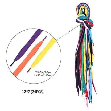 VORCOOL 12 Pairs of Replacement Flat Shoelaces Shoe Laces Strings for Sports Shoes Boots Sneakers Skates (Random Color)