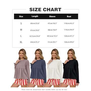 MISSACTIVER Women's Cute Ruffle Hem Babydoll Sweatshirt Crew Neck Long Sleeve Drop Shoulder Trendy Flowy Peplum Pullover Tops Purple