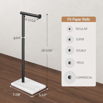 Elegant KES Black Toilet Paper Holder with Marble Base