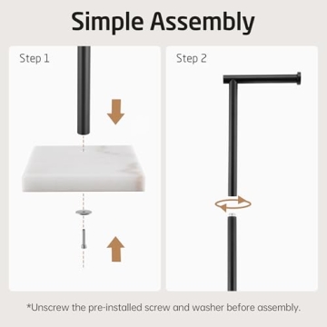 Elegant KES Black Toilet Paper Holder with Marble Base