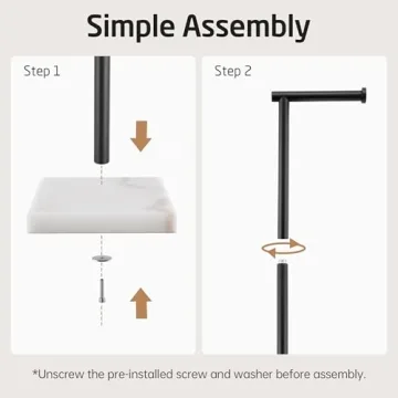 Elegant KES Black Toilet Paper Holder with Marble Base