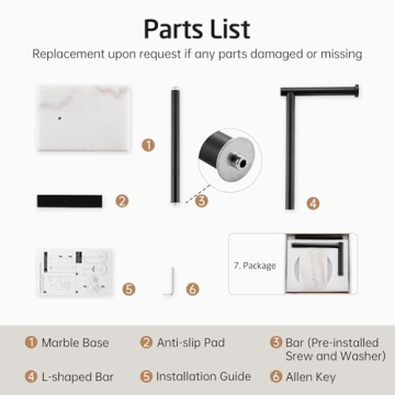 Elegant KES Black Toilet Paper Holder with Marble Base