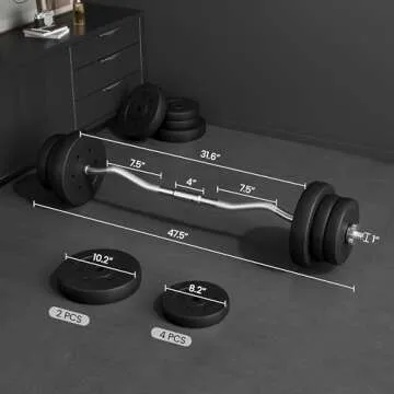 Yaheetech 55lb Olympic Barbell Dumbbell Weight Set Gym Lifting Exercise Workout Olympic Bar Curl Bar