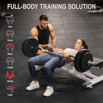 Yaheetech 55lb Olympic Barbell Dumbbell Weight Set Gym Lifting Exercise Workout Olympic Bar Curl Bar