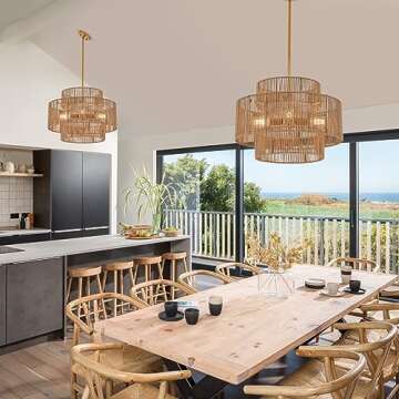 Shop ELYCCUPA Boho Rattan Chandelier for Elegant Spaces