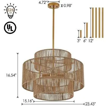 Shop ELYCCUPA Boho Rattan Chandelier for Elegant Spaces