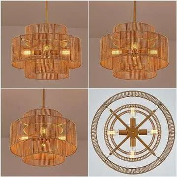 Shop ELYCCUPA Boho Rattan Chandelier for Elegant Spaces