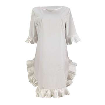 LKOUS Women Summer Short Sleeve Ruffles Midi Midi Mini Dress Casual Plus Size A-White