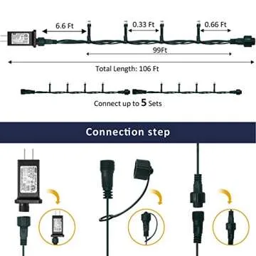 XUNXMAS Bright 300 LED Connectable Christmas String Lights
