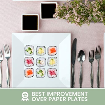 Durable CHEFQ White Square Melamine Plates for Stylish Dining