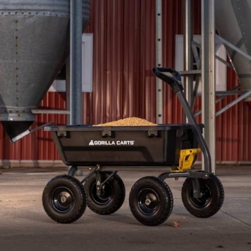 Heavy-Duty Poly Dump Cart No-Flat Tires 1200 lb Capacity
