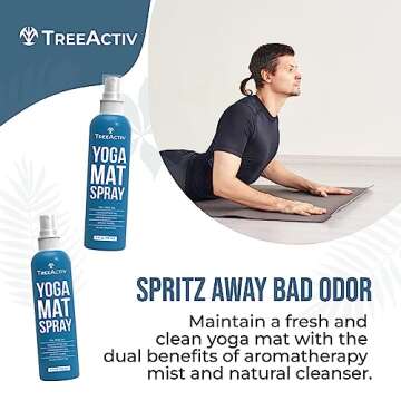 TreeActiv Yoga Mat Cleaner Spray, 4 fl oz, Cleaning Spray for Yoga Accessories, All Purpose Mat Spray for Gym Equipment, Workout Mat Spray With Tea Tree Oil, Yoga Mat Spray Cleaner, with 2000 Sprays