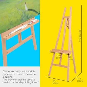 MEEDEN Wooden Easel Stand for Display, Adjustable Art Easel for Painting, Holds Canvas up to 60", So...