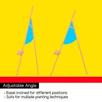 MEEDEN Wooden Easel Stand for Display, Adjustable Art Easel for Painting, Holds Canvas up to 60", Solid Beech Wood Floor Easel for Adults, Artist Easel for Painting Canvas, Drawing, Signs