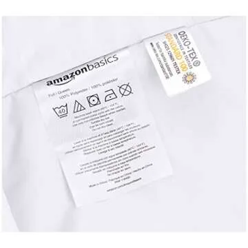 Amazon Basics Brushed Microfiber 3 Pieces Duvet Cover Set, Full/Queen, Bright White, Striped