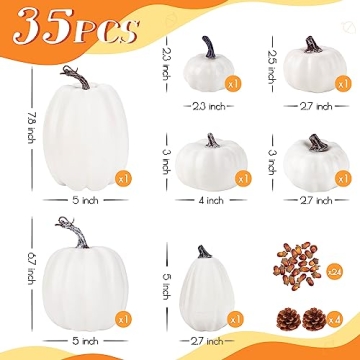 35pcs Plastic Pumpkin Decor for Halloween and Thanksgiving