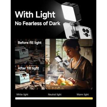 MARTVSEN Magnetic Neck Phone Holder with Light, Hands Free Selfie Neck Tripod Chest Mount Phone Hold...