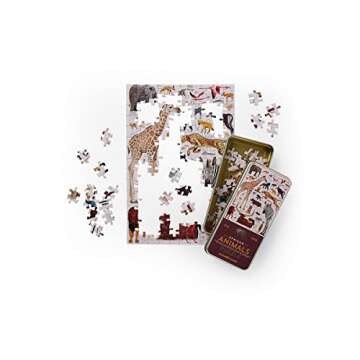 Crocodile Creek 150-Piece Jigsaw Floor Puzzle - Fun Puzzles for Kids Ages 6-8 and Up - Heavy-Duty Storage Keepsake Tin - African Animals - 12 x 8 inches Finished