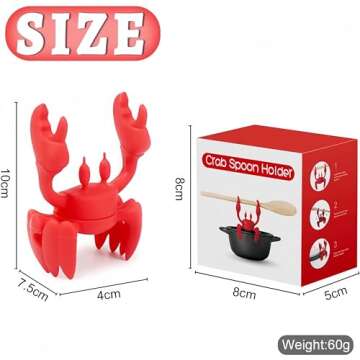 2 Pcs Crab Spoon Holder for Pot - Silicone Heat-Resistant & Non-Slip Utensil Rest, Funny Kitchen Org...