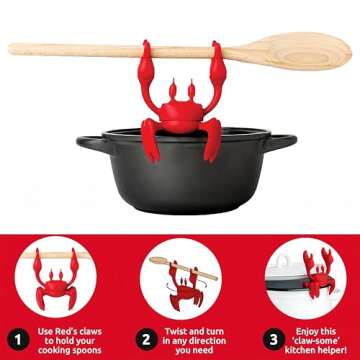 2 Pcs Crab Spoon Holder for Pot - Silicone Heat-Resistant & Non-Slip Utensil Rest, Funny Kitchen Organizer with Crab Design, Stove Cooking Gift Accessories