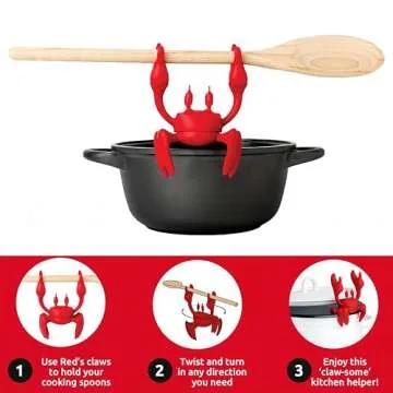 2 Pcs Crab Spoon Holder for Pot - Silicone Heat-Resistant & Non-Slip Utensil Rest, Funny Kitchen Organizer with Crab Design, Stove Cooking Gift Accessories