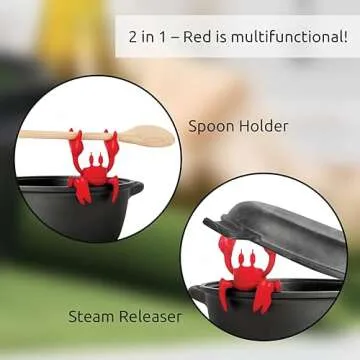 2 Pcs Crab Spoon Holder for Pot - Silicone Heat-Resistant & Non-Slip Utensil Rest, Funny Kitchen Organizer with Crab Design, Stove Cooking Gift Accessories