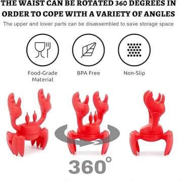 2 Pcs Crab Spoon Holder for Pot - Silicone Heat-Resistant & Non-Slip Utensil Rest, Funny Kitchen Organizer with Crab Design, Stove Cooking Gift Accessories