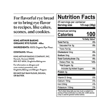 King Arthur Organic Medium Rye Flour - Perfect for Baking