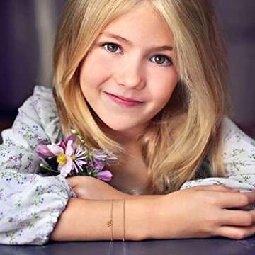 Initial Bracelets for Girls Women, Dainty 14K Gold Plated Letter S Initial Bracelet Tiny Monogrammed Bracelet for Women, Bridesmaid Wedding Gift Valentines Day Teen Girls Gifts