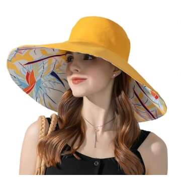 Uerymit Sun Hats for Women Summer Floppy Hat Wide Brim Sun Hat UV Protection Packable Beach Bucket H...
