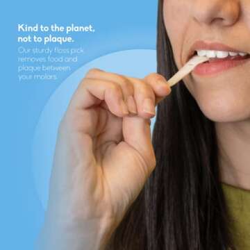 The Humble Co. Floss Picks (200 Count) – Plant Based Dental Floss Picks with Grip Handle for Superior Oral Care, Dental Hygiene, and Gum Health, Cruelty Free Tooth Floss Picks (Mint)