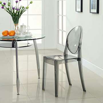 Modway Casper Modern Acrylic Stacking Kitchen and Dining Room Chair in Smoke - Fully Assembled