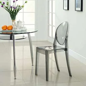 Modway Casper Modern Acrylic Stacking Kitchen and Dining Room Chair in Smoke - Fully Assembled