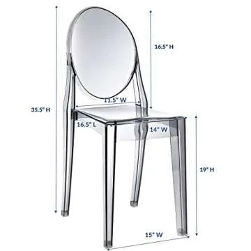 Modway Casper Modern Acrylic Stacking Kitchen and Dining Room Chair in Smoke - Fully Assembled