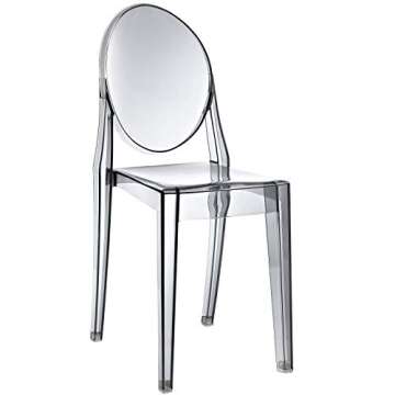 Modway Casper Modern Acrylic Stacking Kitchen and Dining Room Chair in Smoke - Fully Assembled